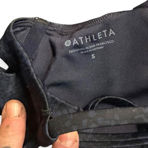 ATHLETA Women’s Navy Blue Black Snake Print Triangle Bikini Top Size Small Style - Picture 5 of 6